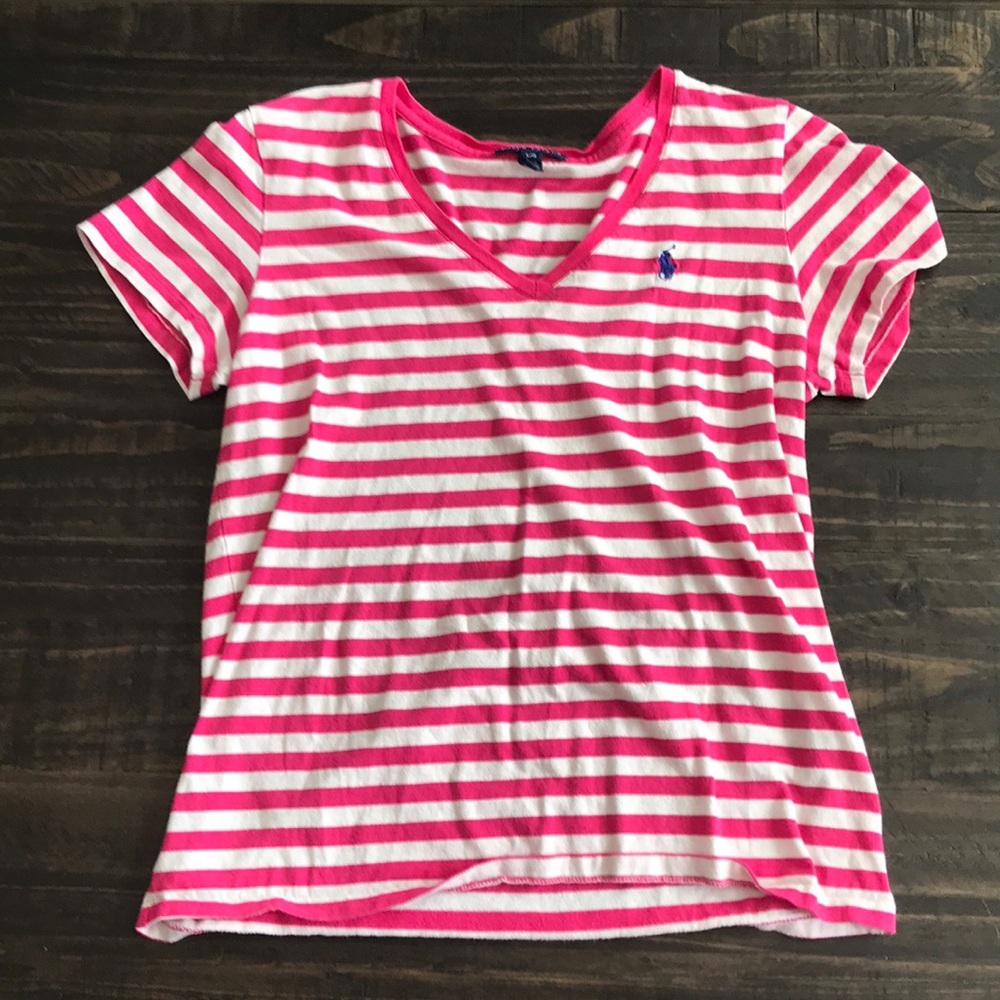 Ralph Lauren Sport V-neck pink/white striped